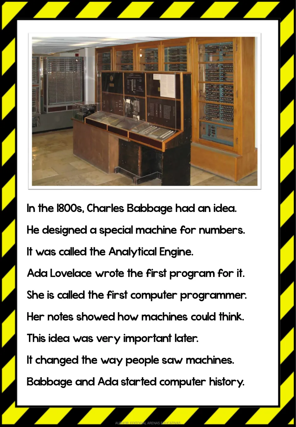 Charles Babbage and Ada Lovelace reading: the Analytical Engine and the first computer program, with a photo