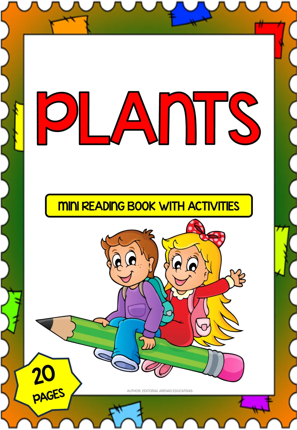 Plants mini book cover labeled 'Mini Reading Book with Activities' and identifying the book as 20 pages