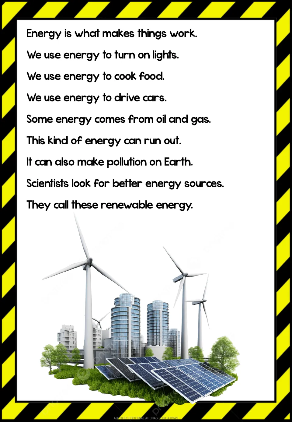 Reading passage, part 1: everyday energy uses, oil and gas running out, pollution, and renewable energy