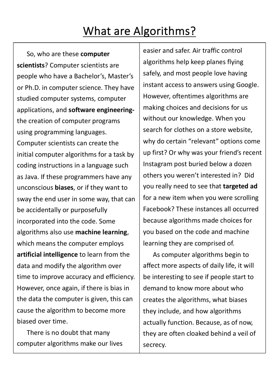 Algorithms passage, part 2: who computer scientists are, how bias and machine learning shape them, and targeted ads