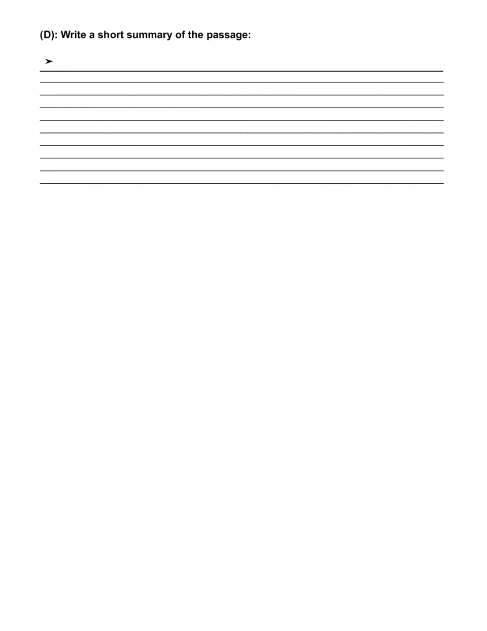 Summary writing, part D: students write a short summary of the LEGO workshop-to-world-stage passage on this page