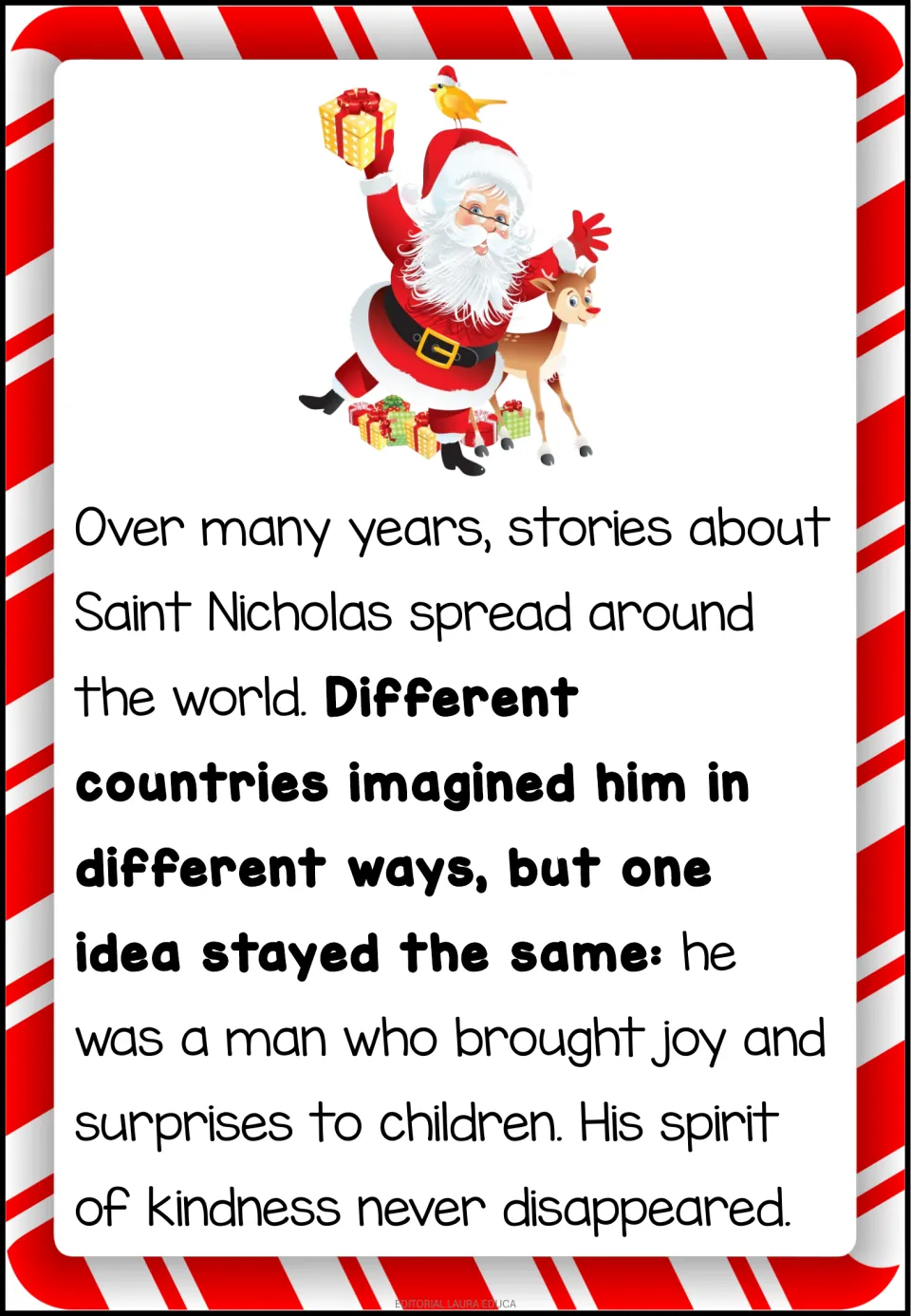 Reading passage part 2 explains how stories of Saint Nicholas spread and countries imagined him differently.