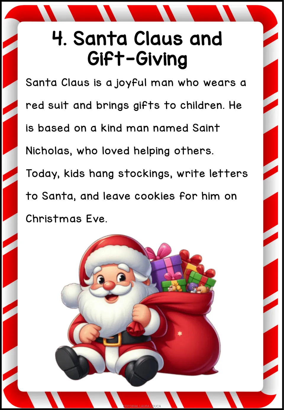 Reading 4, 'Santa Claus and Gift-Giving': Saint Nicholas, hanging stockings, letters to Santa, and cookies