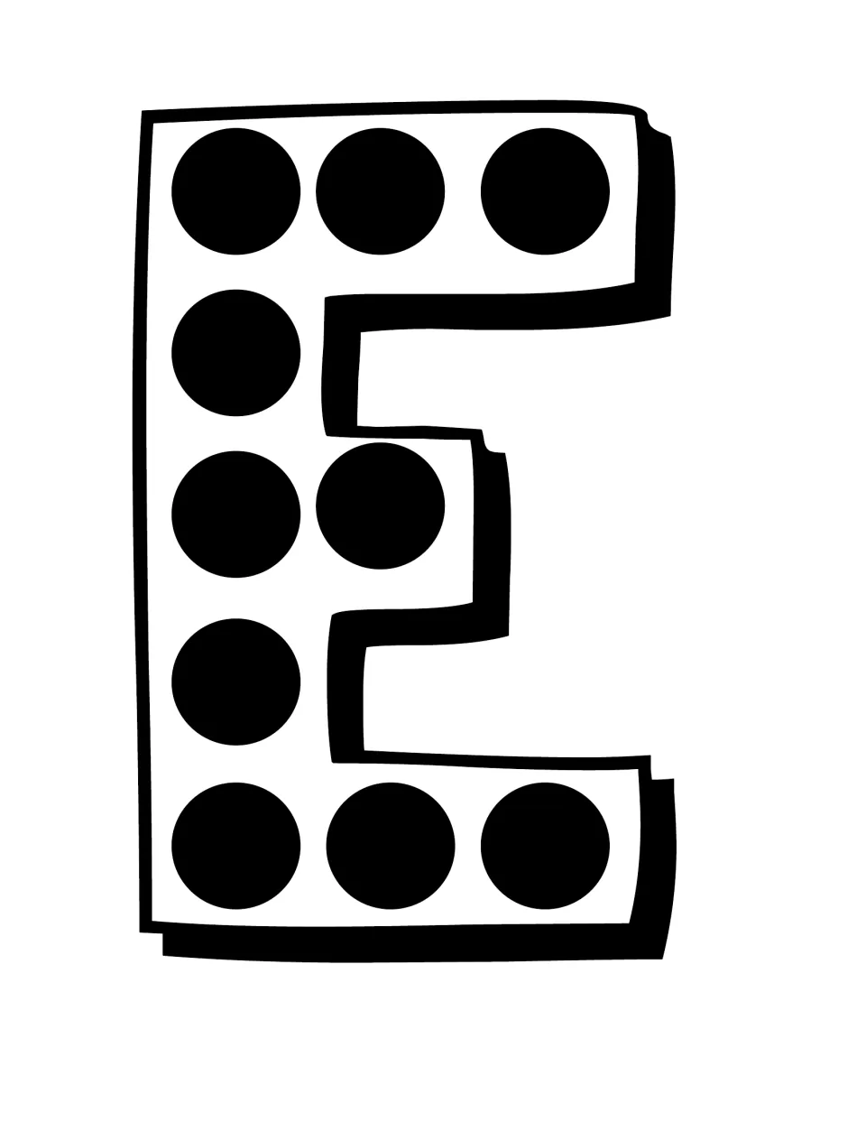 Letter E in black dotted outline, a cut-out piece that follows the R in the READ! wall sign