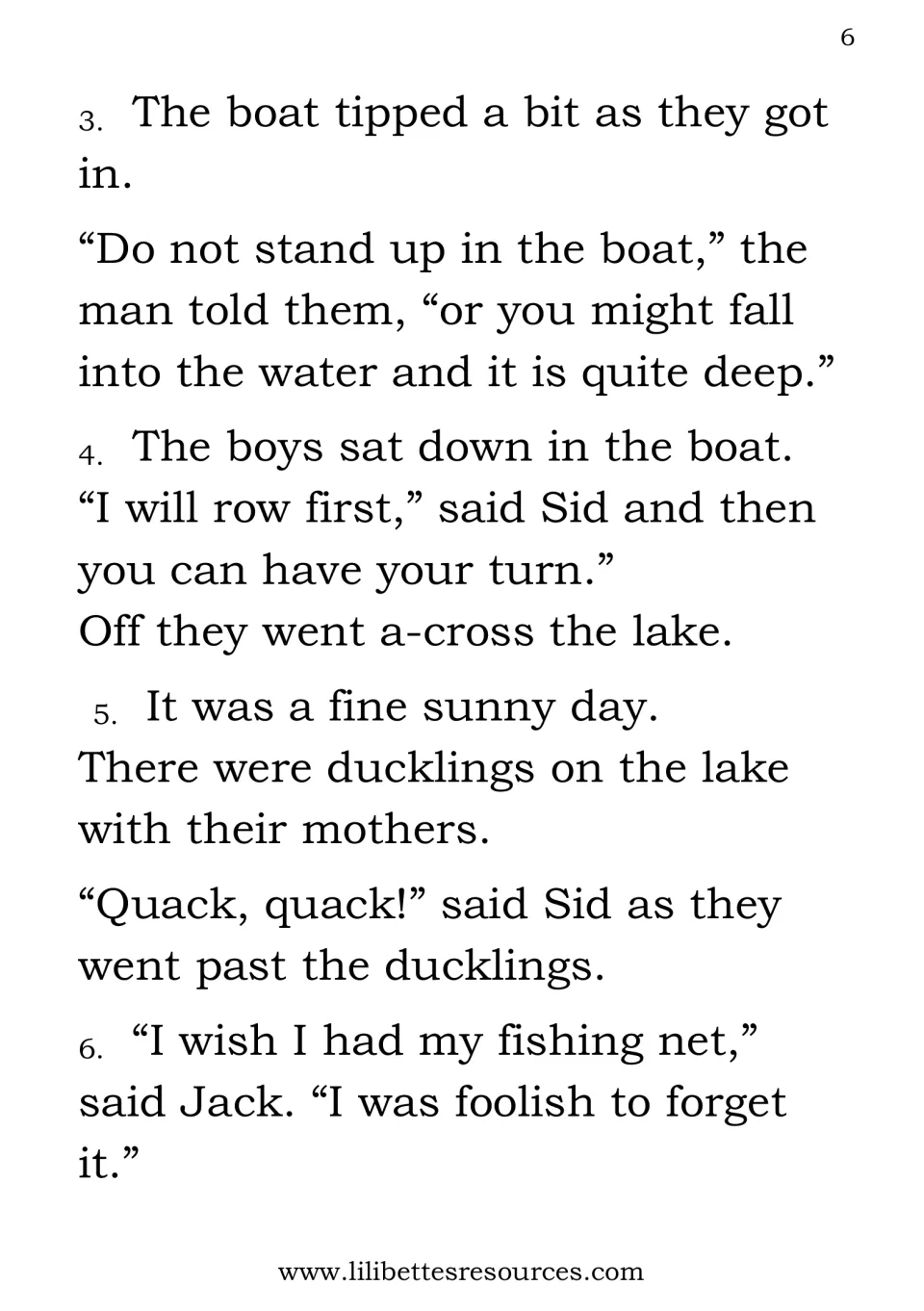 The Boating Lake, parts 3-6: the boat tips, Sid rows first past ducklings and Jack wishes he had his fishing net
