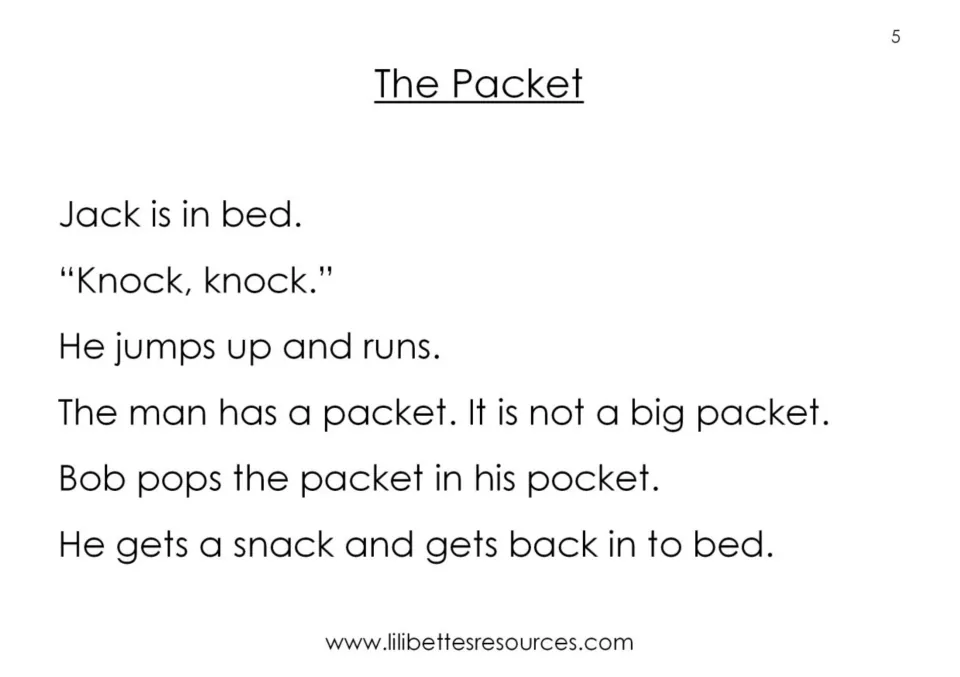 The Packet, part 1: Jack hears a knock, a man brings a small packet, Bob pops it in his pocket and gets a snack