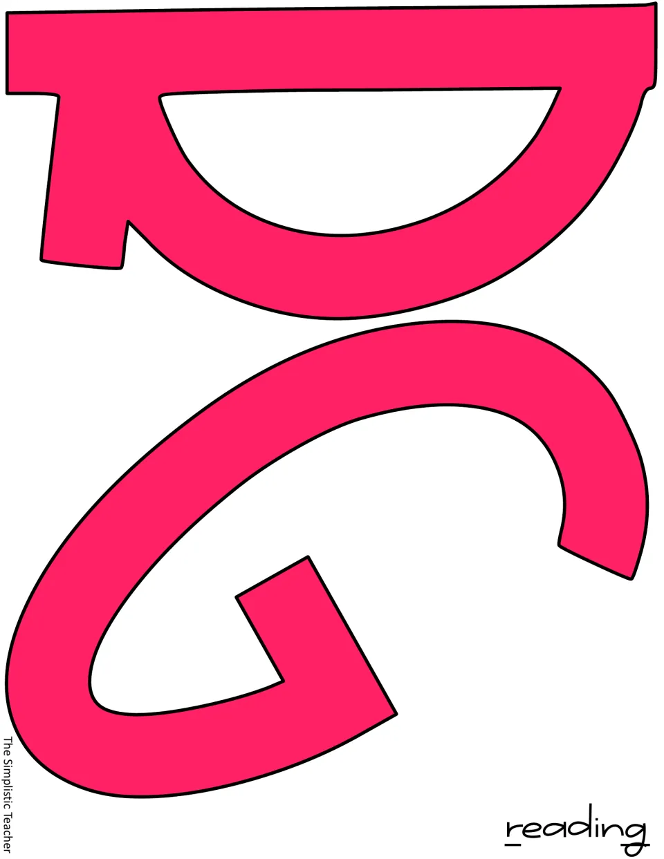 Pink letters R and G to cut out for the word “Reading” in the bulletin board or door display