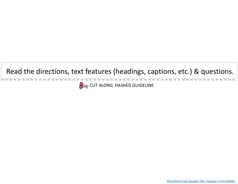 First-step tab: read the directions, text features such as headings and captions, and the questions before the passage