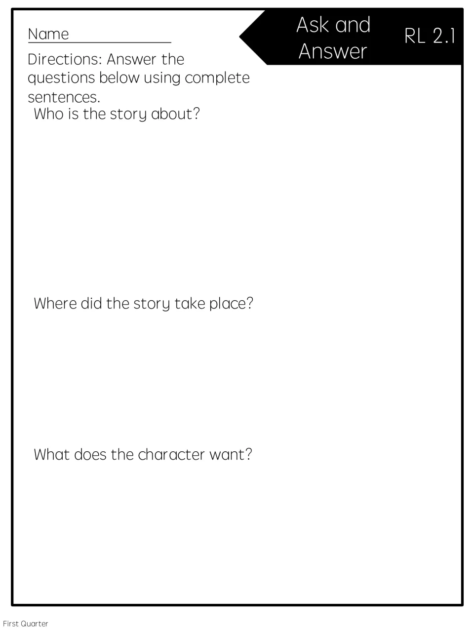 Full-page reading quick check: who the story is about, where it takes place, and what the character wants.