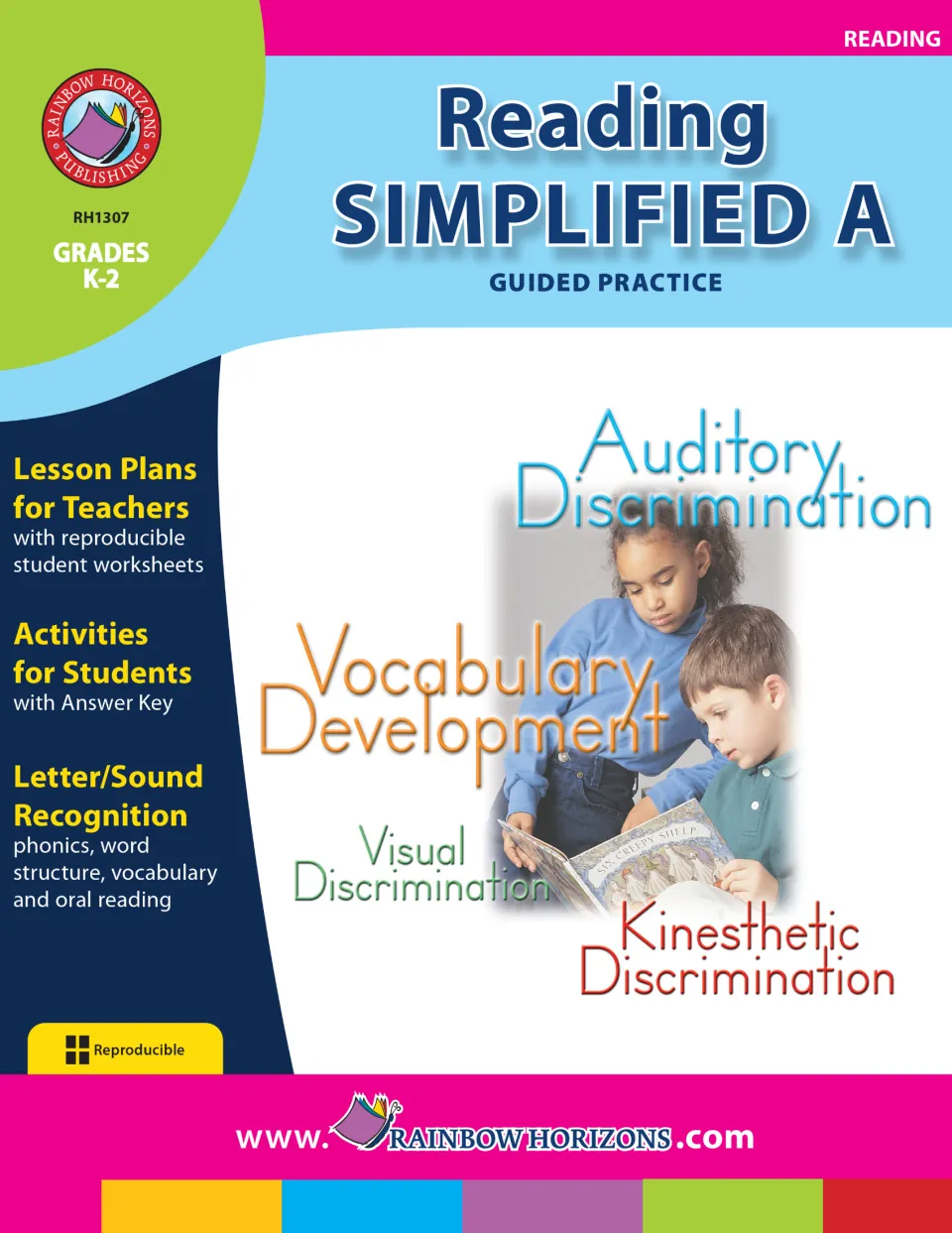 Reading Simplified A - Guided Practice cover for grades K–2, naming vocabulary and discrimination skills