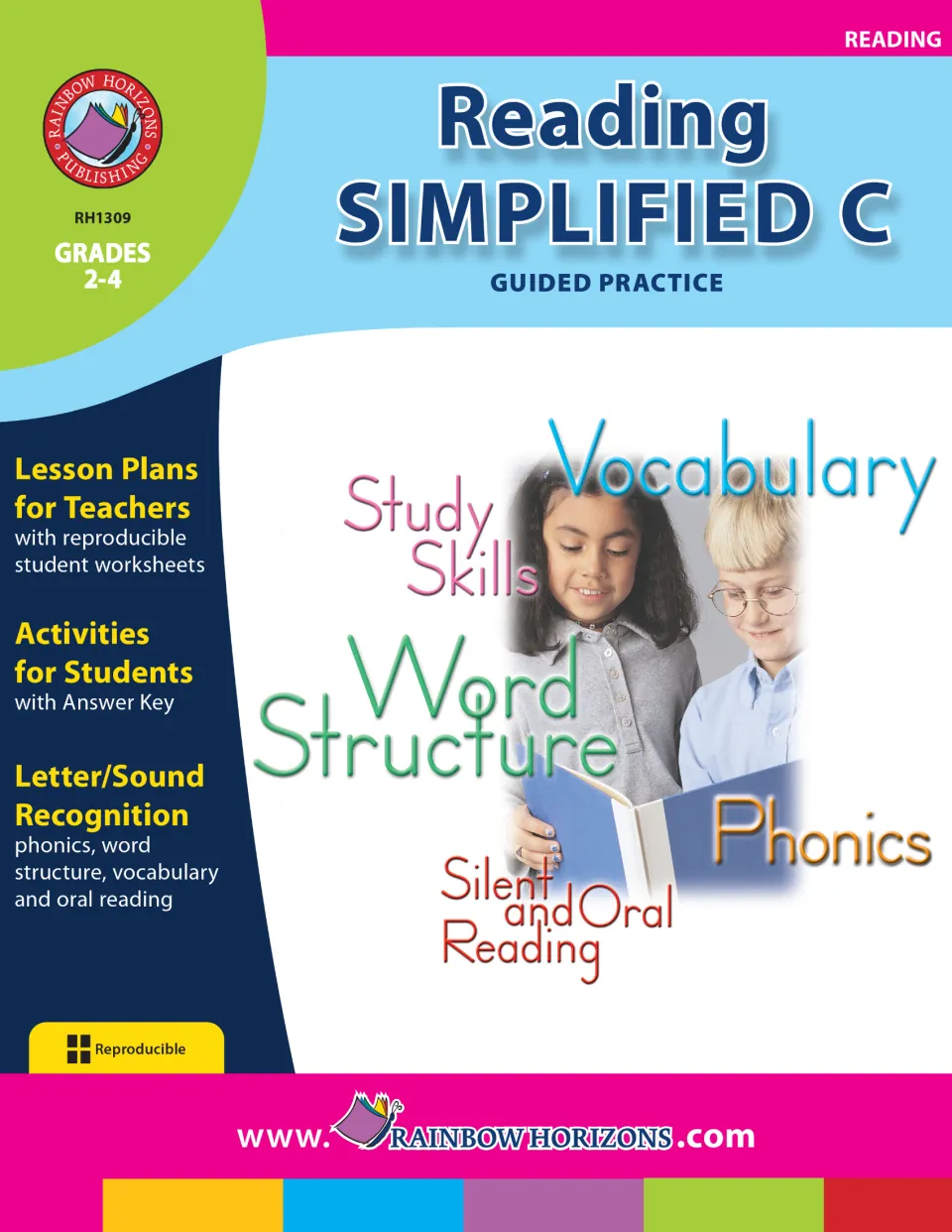 Reading Simplified C - Guided Practice cover for grades 2–4, highlighting phonics and vocabulary practice