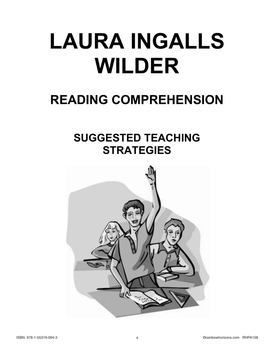 Section title page for Suggested Teaching Strategies in the Laura Ingalls Wilder reading comprehension guide