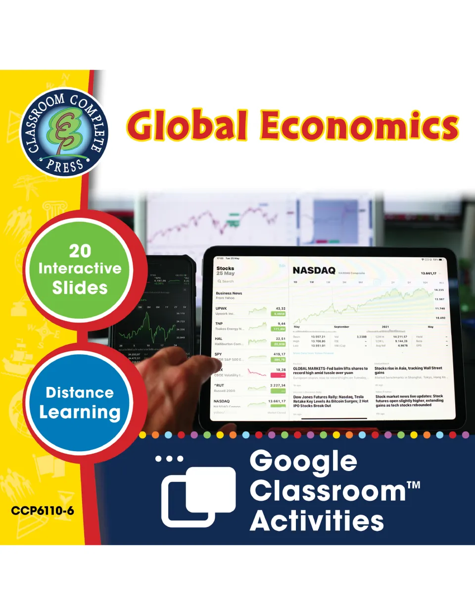 Global Economics cover: 20 interactive slides for distance learning, offered as Google Classroom activities