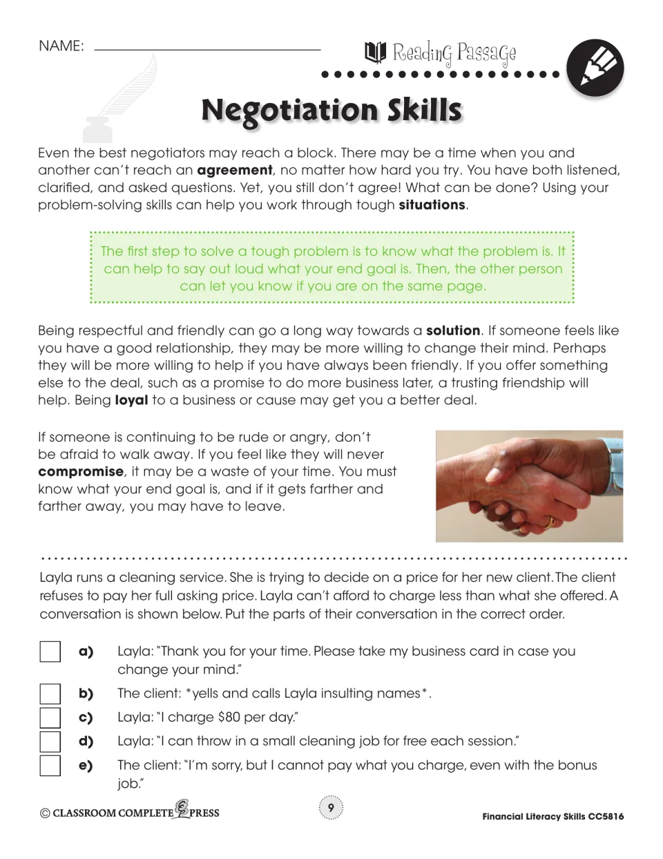 Negotiation reading part 2: agreement, compromise and walking away, then putting Layla's price talk in order