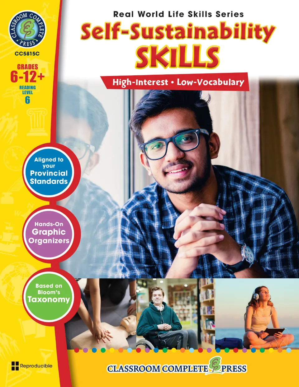 Self-Sustainability Skills cover from the Real World Life Skills Series, Grades 6–12+, reading level 6