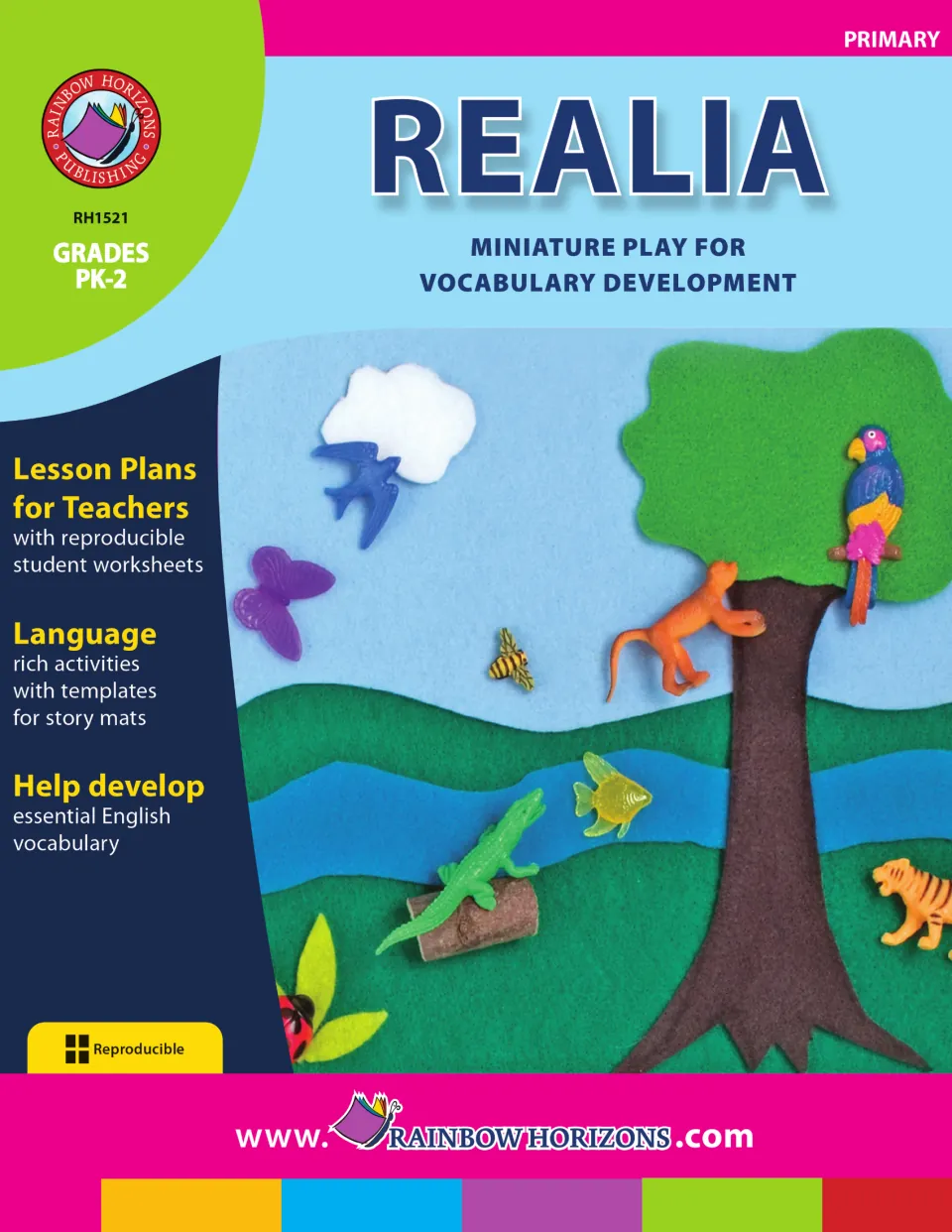 Realia cover: miniature play for vocabulary development, with teacher lesson plans for grades PK–2
