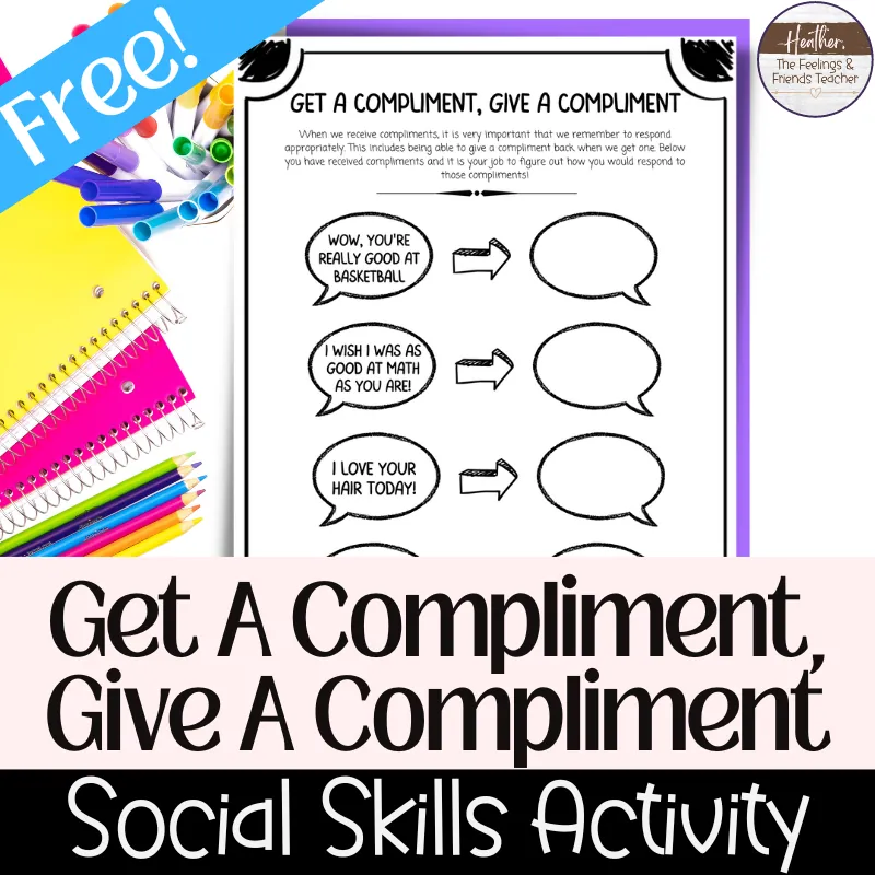 Receiving Compliments Worksheet – Social Skills for Kids – cover