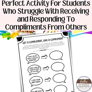 Receiving Compliments Worksheet – Social Skills for Kids – sample page 2