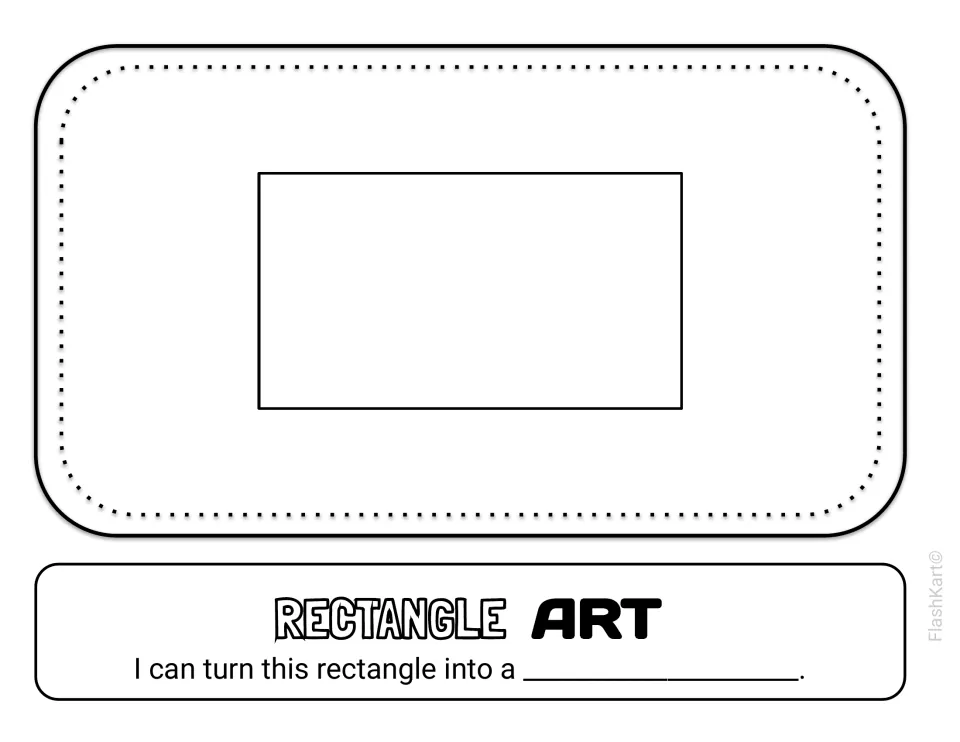 Rectangle Art: children turn a rectangle into a drawing of their choice and complete a sentence naming it