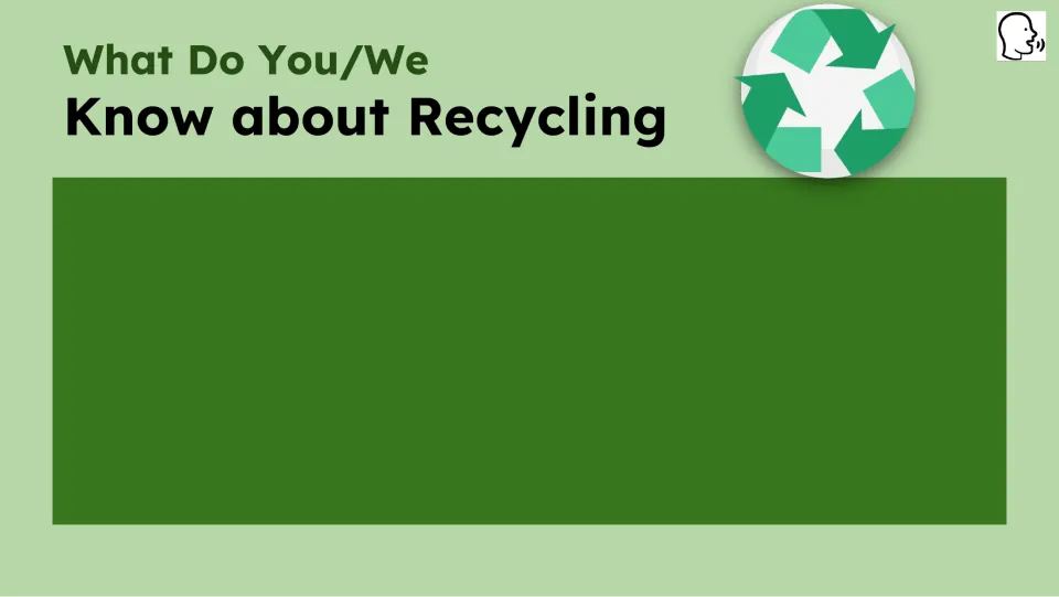 Prior-knowledge prompt asks “What Do You/We Know about Recycling” and provides space for a response.