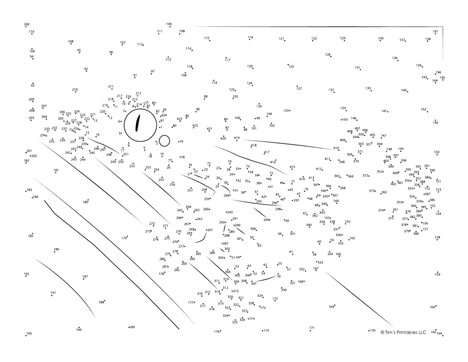 Red-eyed tree frog dot-to-dot: students connect over 400 numbered dots in order to reveal a frog resting on leaves