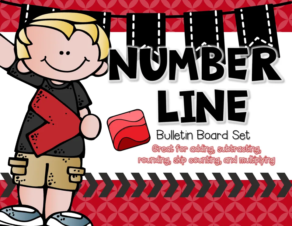 Number Line bulletin board set cover: number cards for adding, subtracting, rounding, skip counting and multiplying