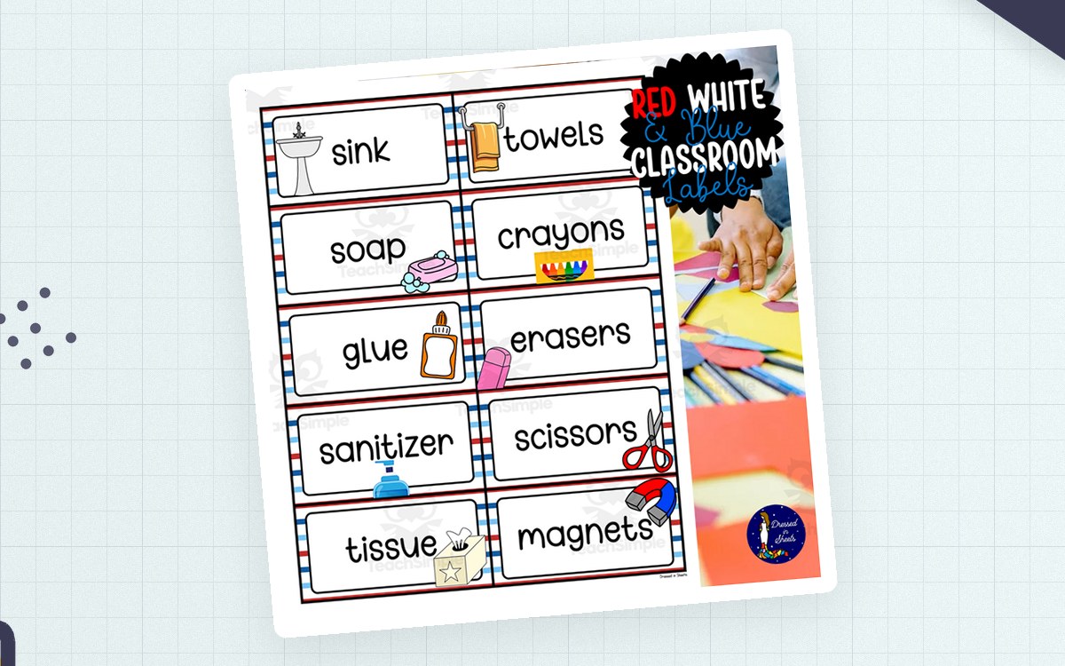 Red, White & Blue Classroom Labels – Organization Set preview