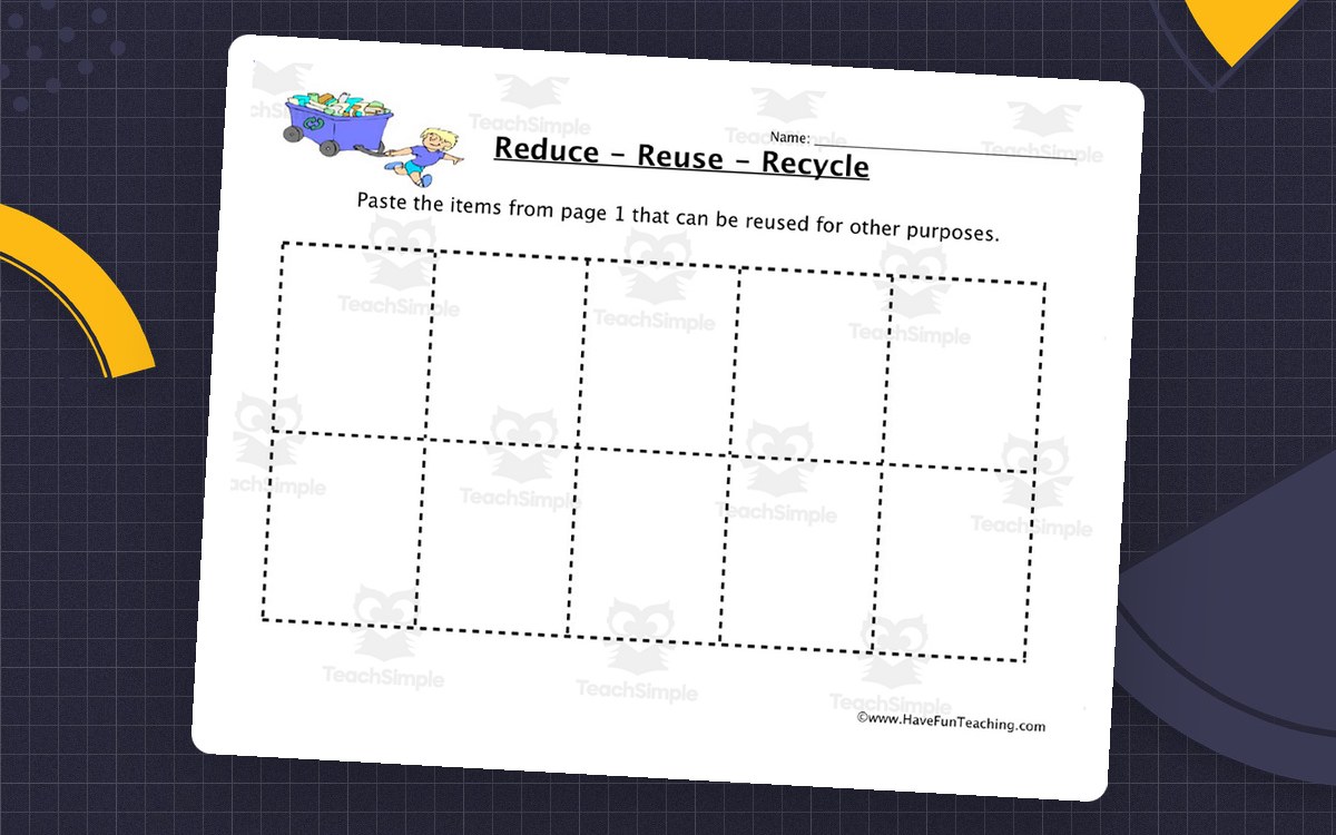 Reduce, Reuse, Recycle Worksheet preview: Cut-apart object pictures