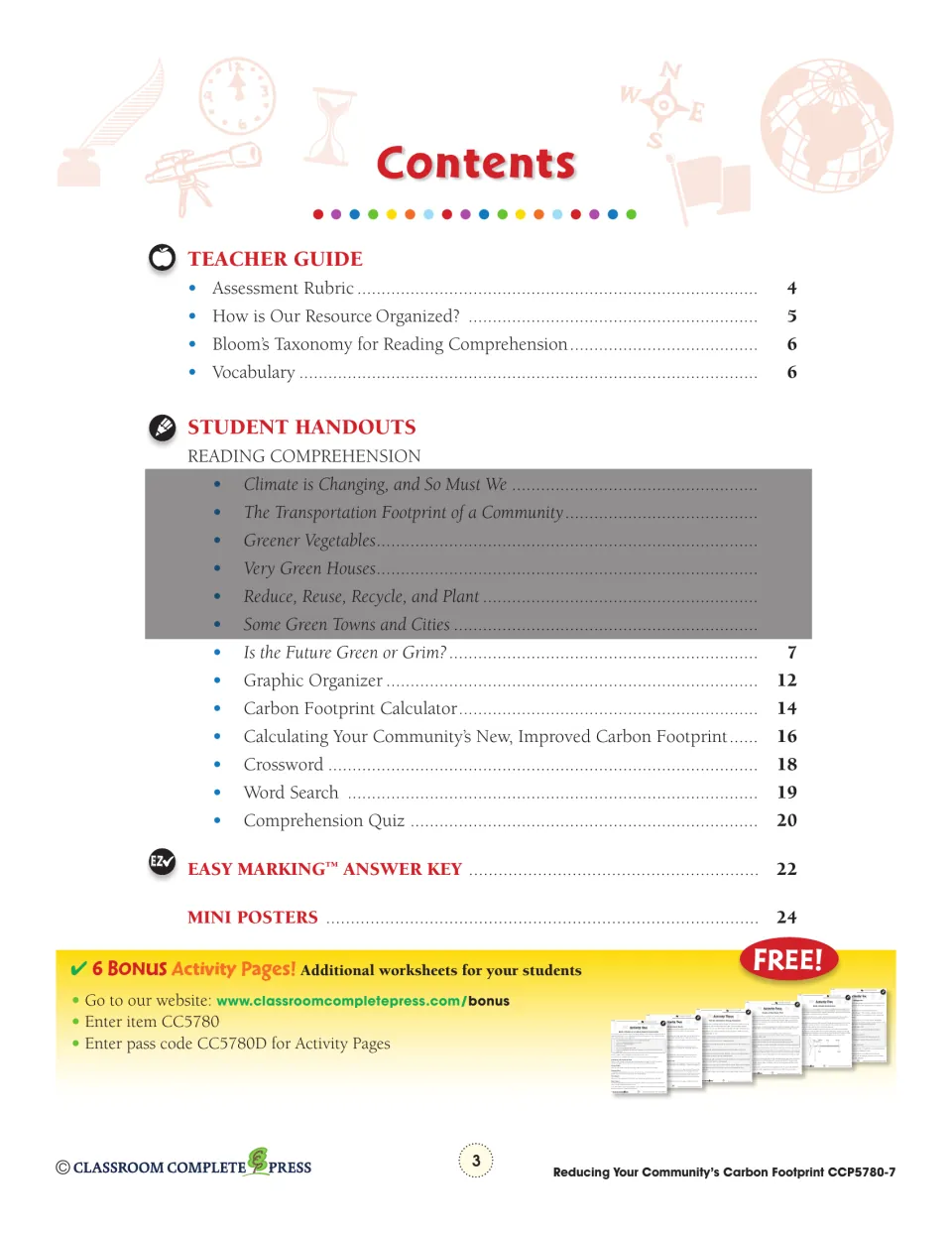 Contents lists teacher guidance, the selected chapter, a graphic organizer, calculators, quiz, and answer key