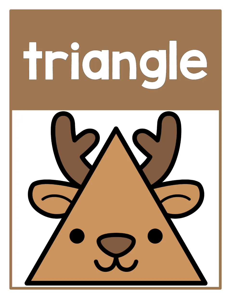 Triangle shape poster: the word triangle above a reindeer whose face is a triangle pointing up between its antlers