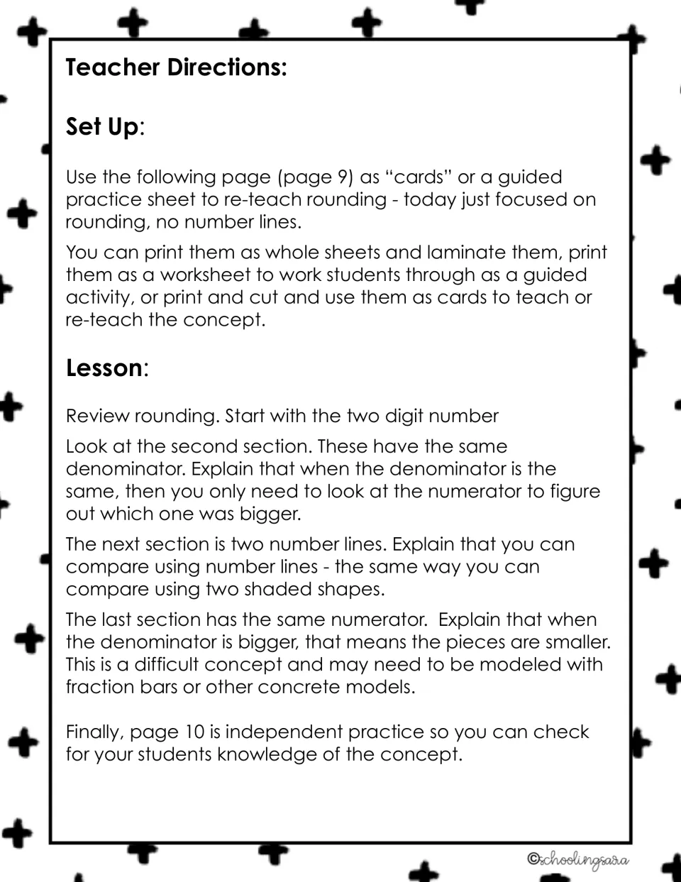 Day 2 teacher directions for re-teaching rounding with guided practice cards, plus a pointer to independent practice