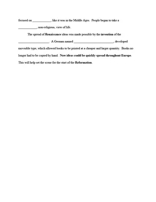 Renaissance Worksheets – preview 2