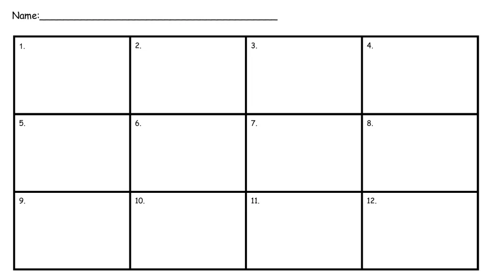 First answer-recording sheet for the scoot game has a name space and numbered response spaces for questions 1–12.