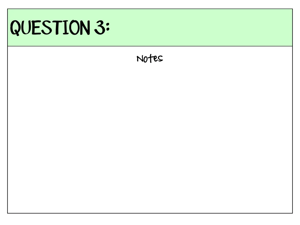 Question 3 note-taking page: students write the third question about their animal and collect notes from references