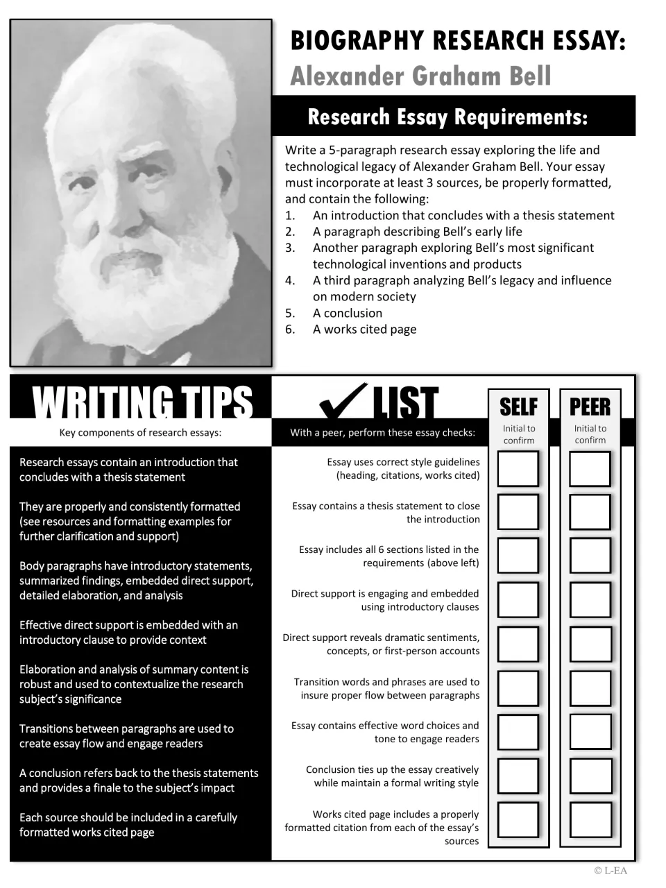 Grayscale Bell essay requirements: six required sections, key writing tips and a self and peer checklist to initial