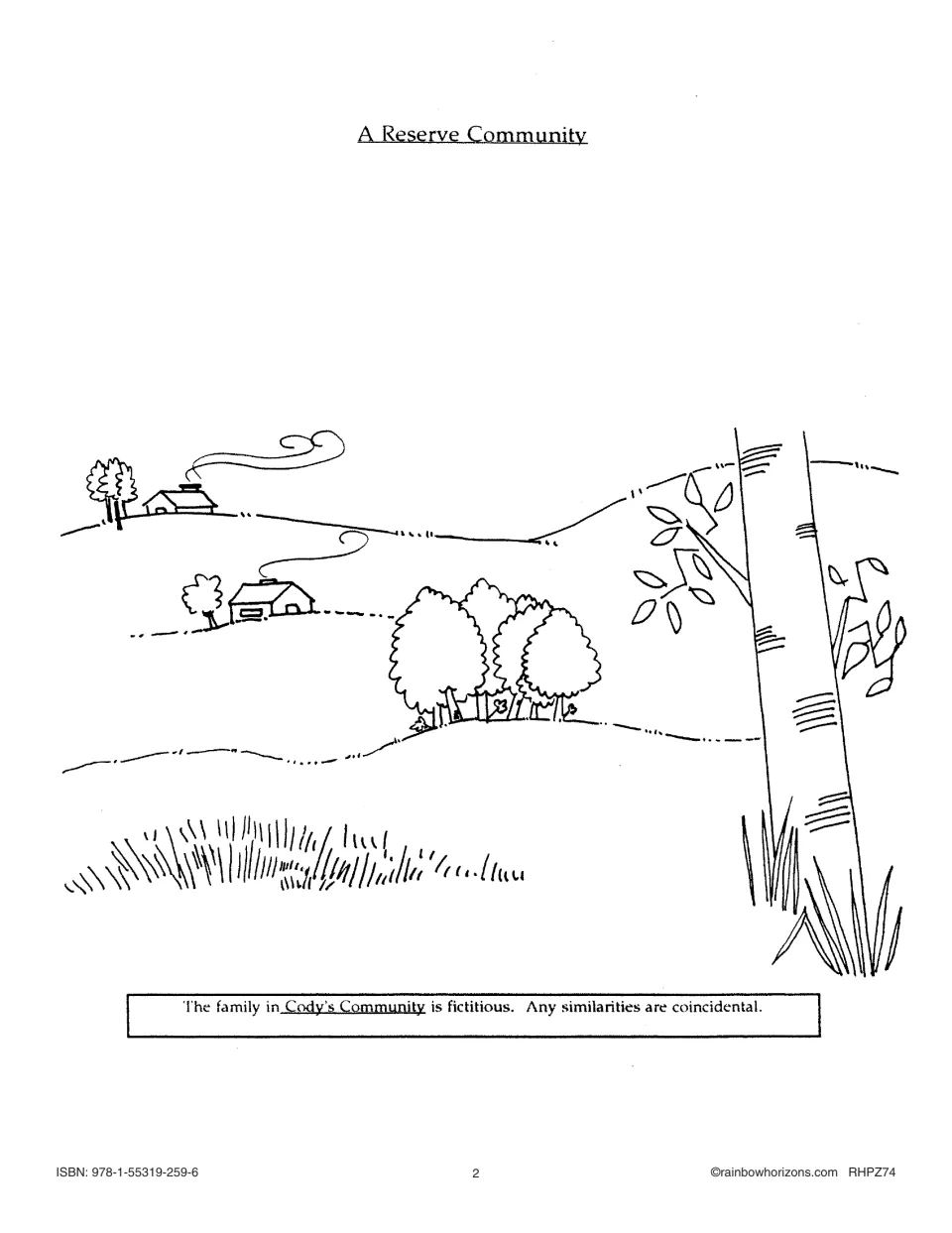 Unit title page, A Reserve Community, with a note that the family in the central story is fictional