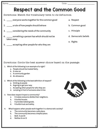 Respect and the Common Good Reading Packet – sample page 2