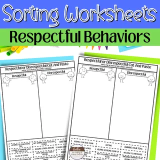Respectful Behaviors Cut-And-Paste Worksheets for Respect Lessons – cover