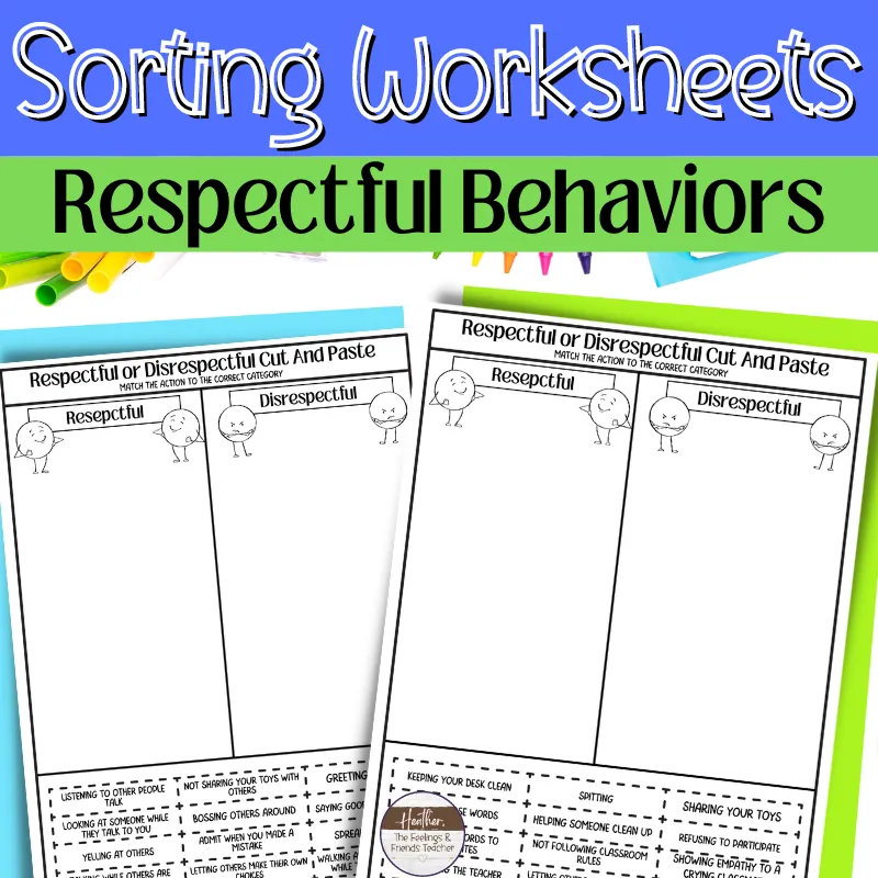 Respectful Behaviors Cut-And-Paste Worksheets for Respect Lessons – cover