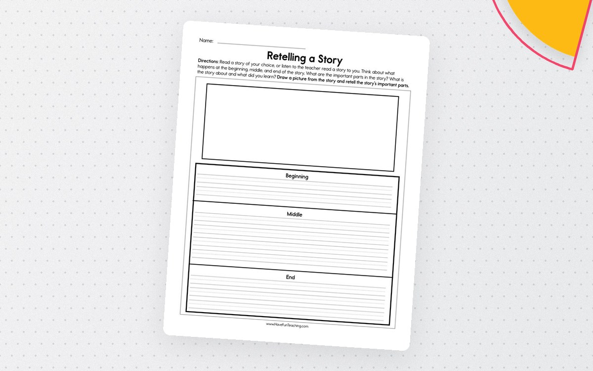 Retelling A Story Worksheet preview: Open choice of read or heard story
