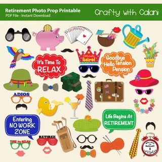 Retirement Party Printable Photo Booth Prop Activity – cover