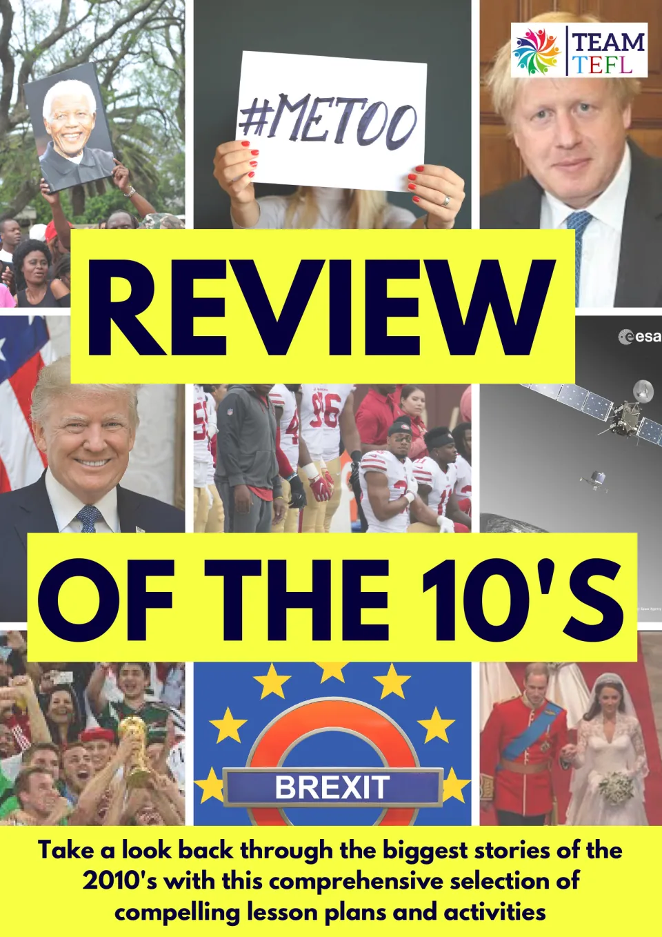 Lesson cover introducing a review of major stories from the 2010s through lesson plans and activities