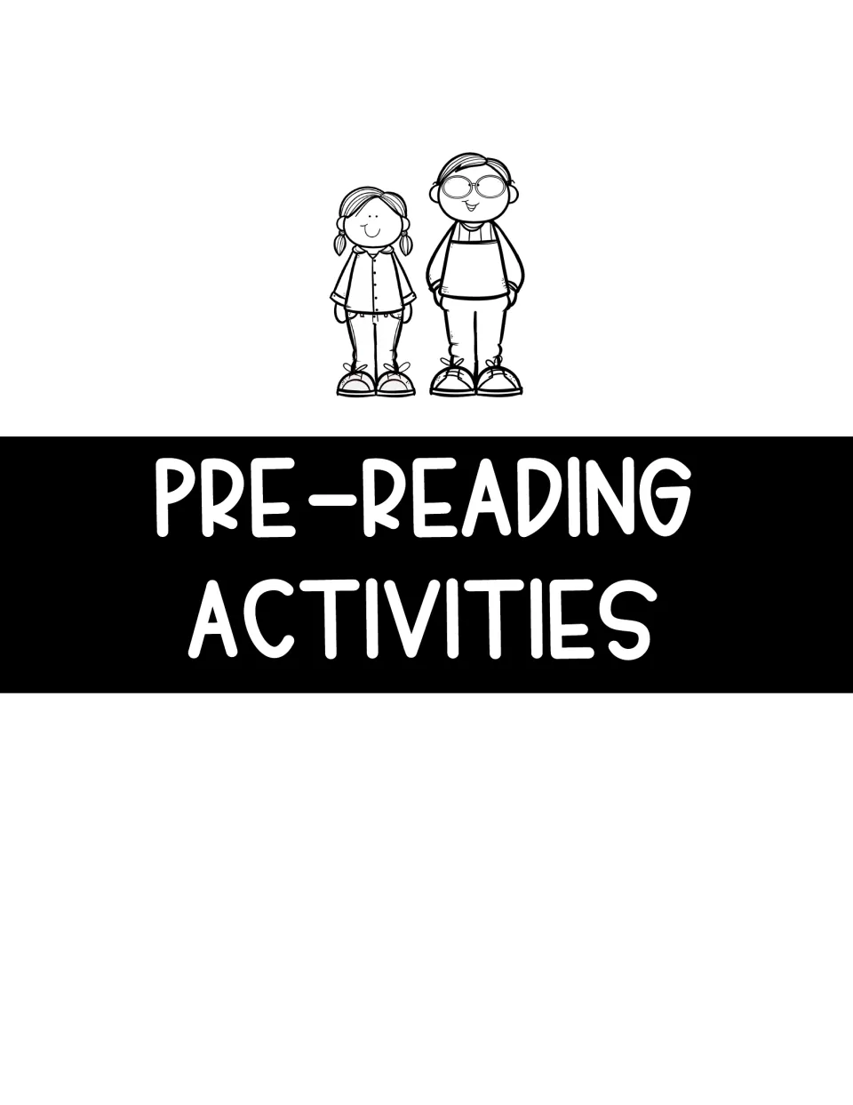 Section divider titled Pre-Reading Activities, introducing the worksheets before students start the book