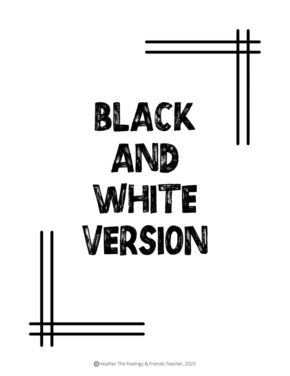 Black and White Version divider page in bold black lettering, opening the line-art set of individual reward coupons