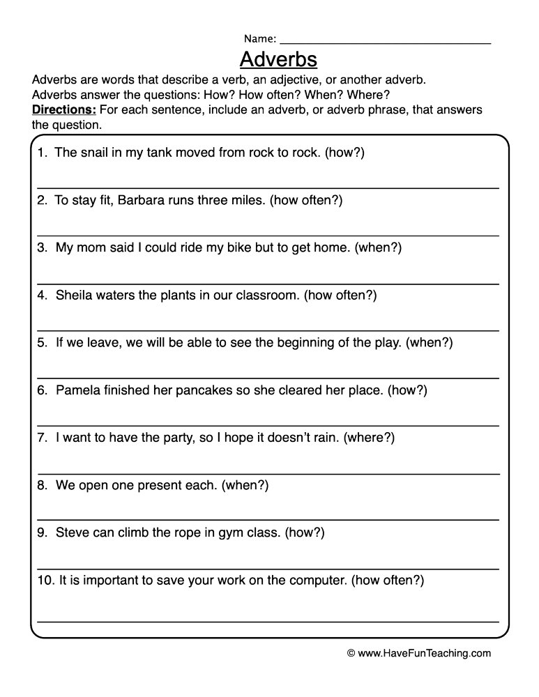 Rewriting With Adverbs Worksheet By Teach Simple