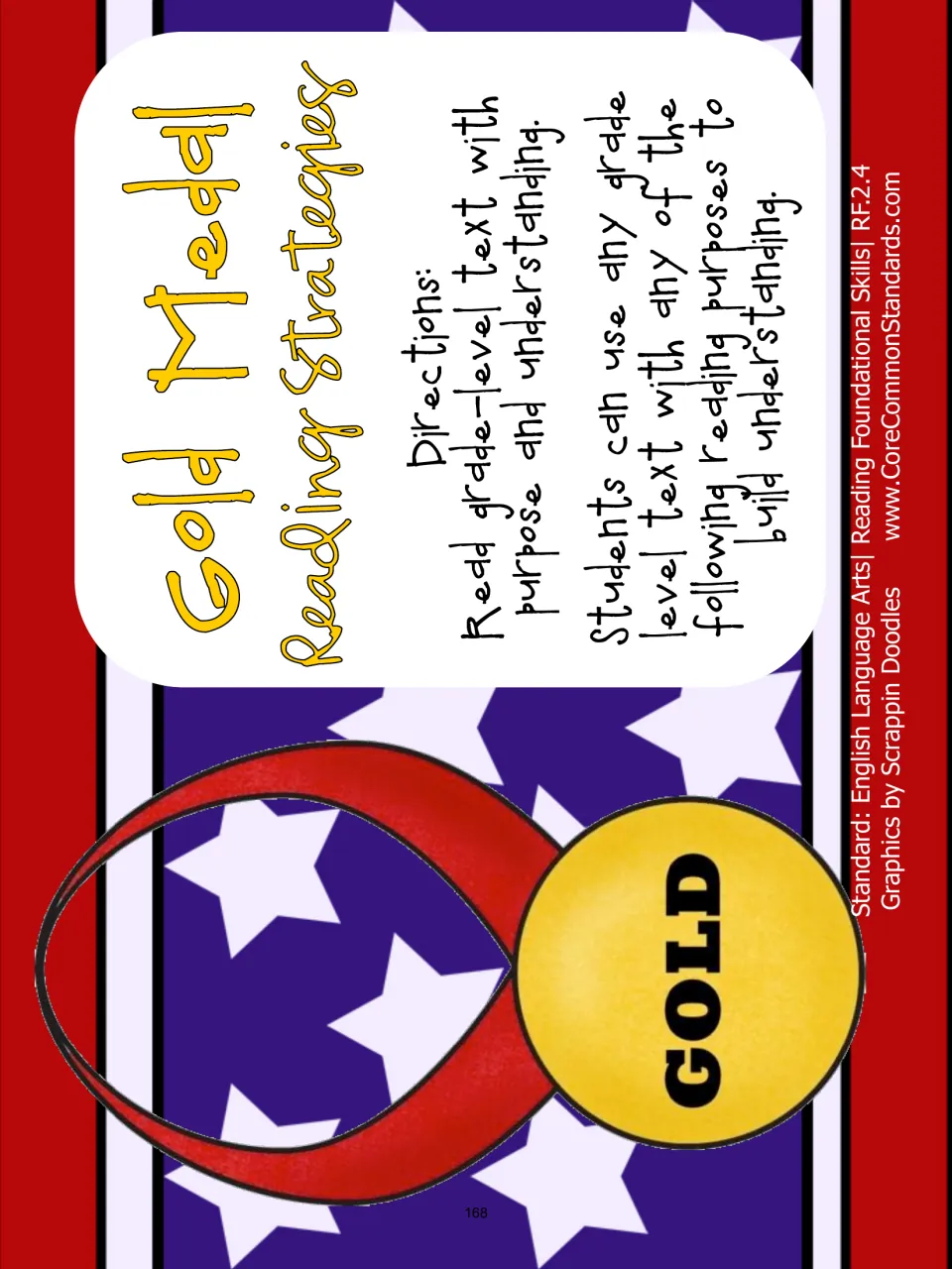 Gold Medal Reading Strategies directions introduce using grade-level texts with reading purposes to understand