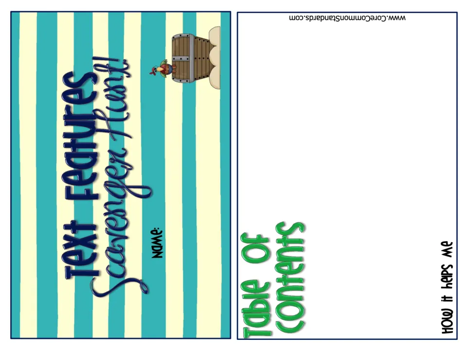 Student-book cover and table of contents feature page for pasting an example and explaining how it helps.