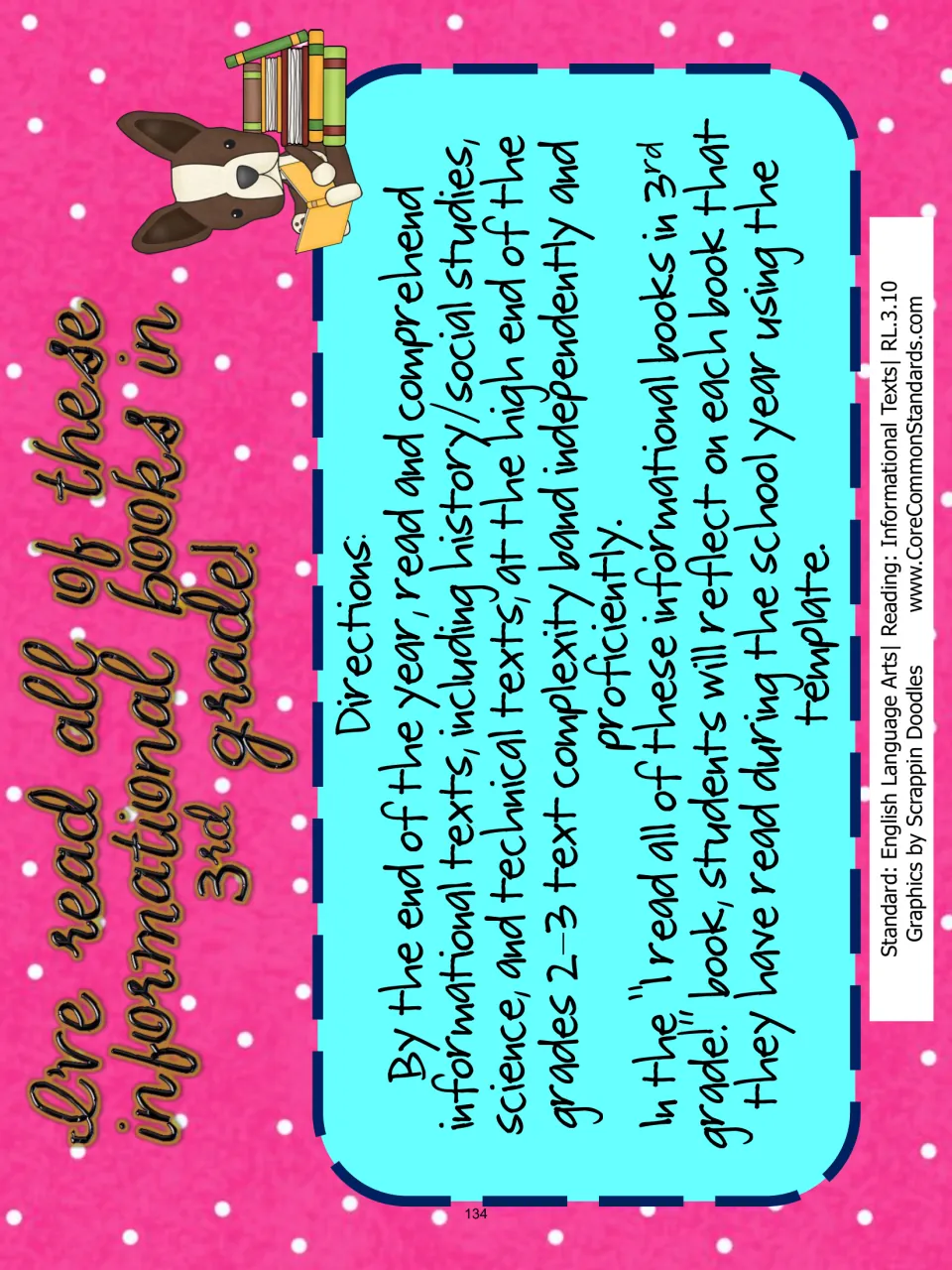 Directions for reflecting on each informational book read during third grade using the response template