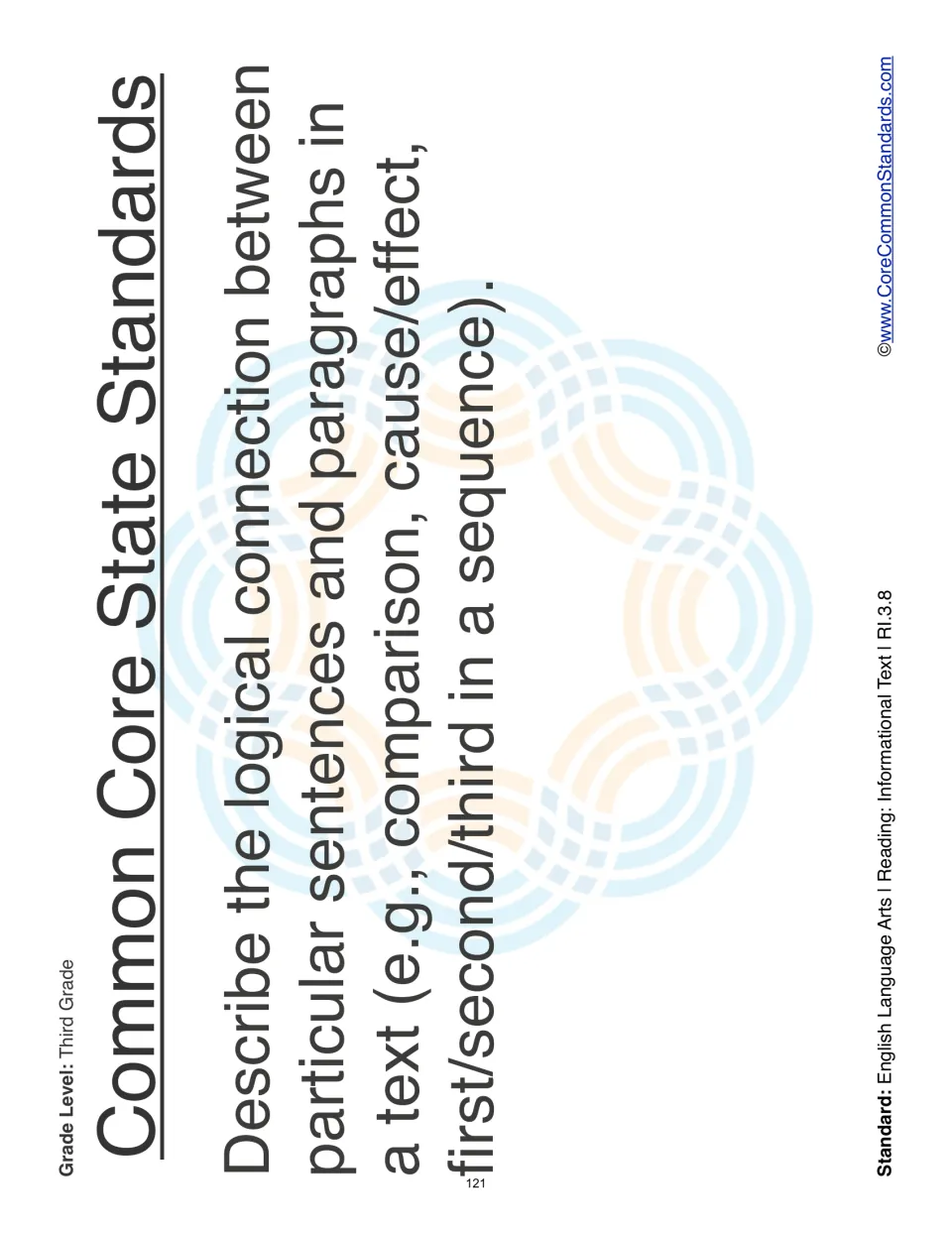RI.3.8 standard statement: describe connections between sentences and paragraphs through comparison and sequence