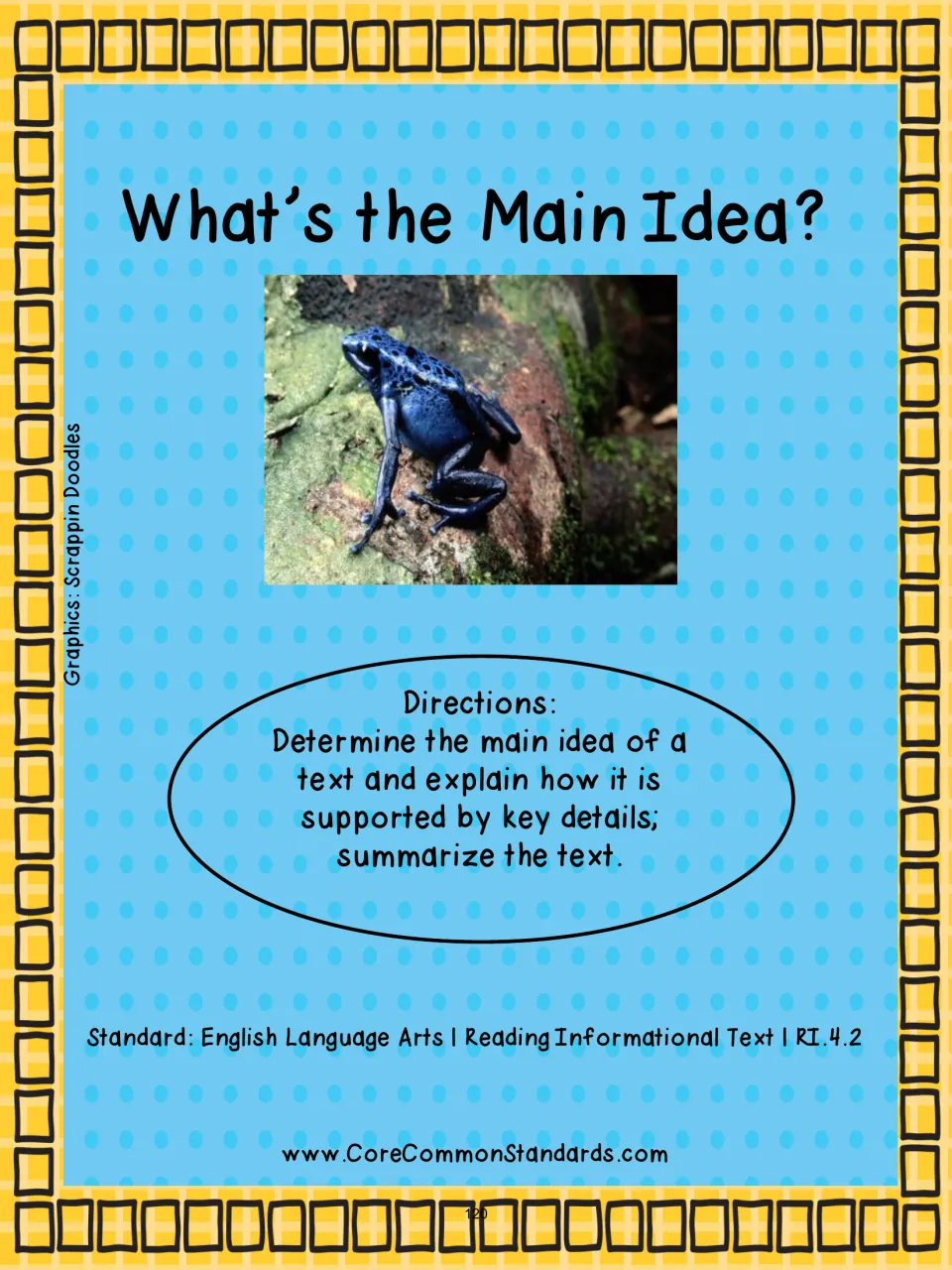 What's the Main Idea? activity directions introduce identifying main ideas, key details, and summaries